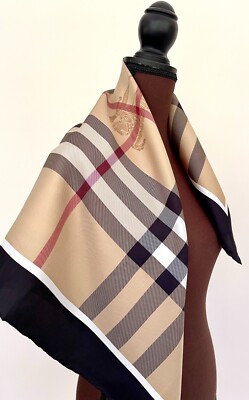 Unisex Burberry Scarf NWT Check Equestrian Knight Black Border