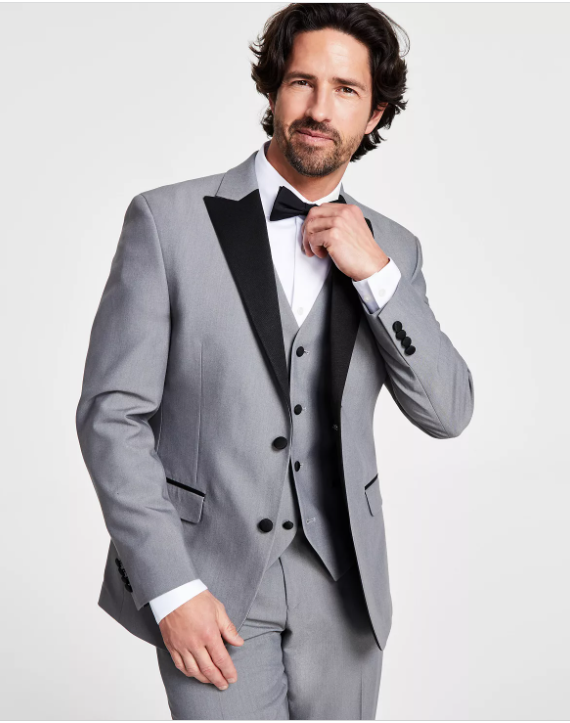 Alfani Men's Slim-Fit Tuxedo Jacket, Light Grey 40L