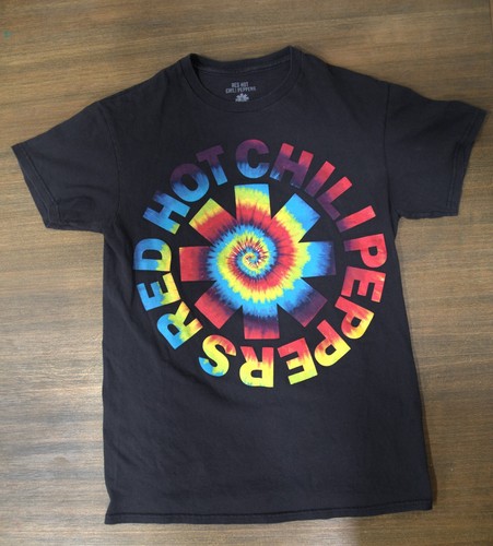 Red Hot Chili Peppers Shirt Mens Small Black Tie Die Short Sleeve Concert Tee