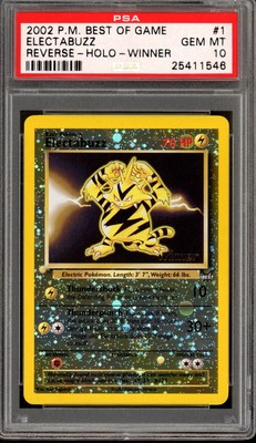2002 Pokemon Best Of Game Reverse Holo Electabuzz Winner #1 PSA 10 Gem Mint
