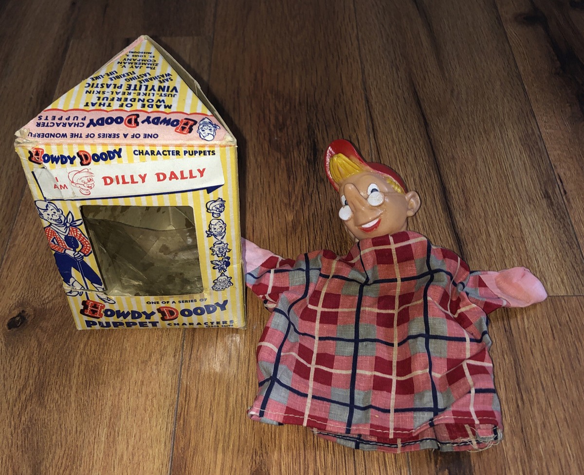VTG 1950s Howdy Doody Dilly Dally Hand Puppet Original Box Jay