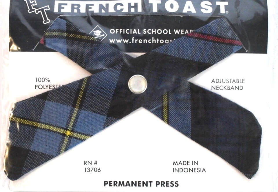 Nuevo en Paquete Brindis Francés Niñas Banda Ajustable Corbata Cruzada Prensa Permanente Azul Cuadros Foto 4 de 4