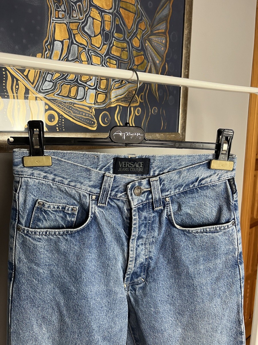 Versace Couture VTG Medusa Light Blue Straight High Waist Jeans