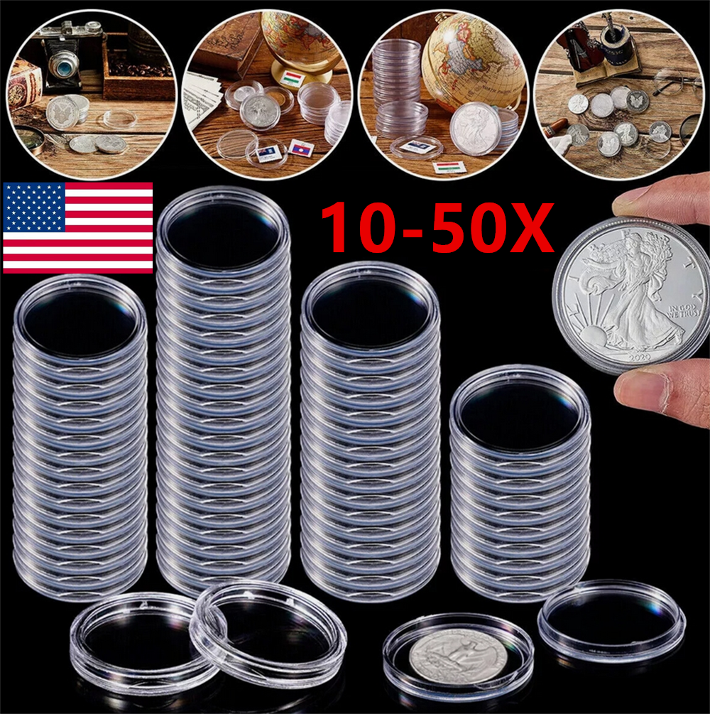 10/30/50Pcs Coin Gasket Coin Holder Case Plastic Storage Organizer Box USA