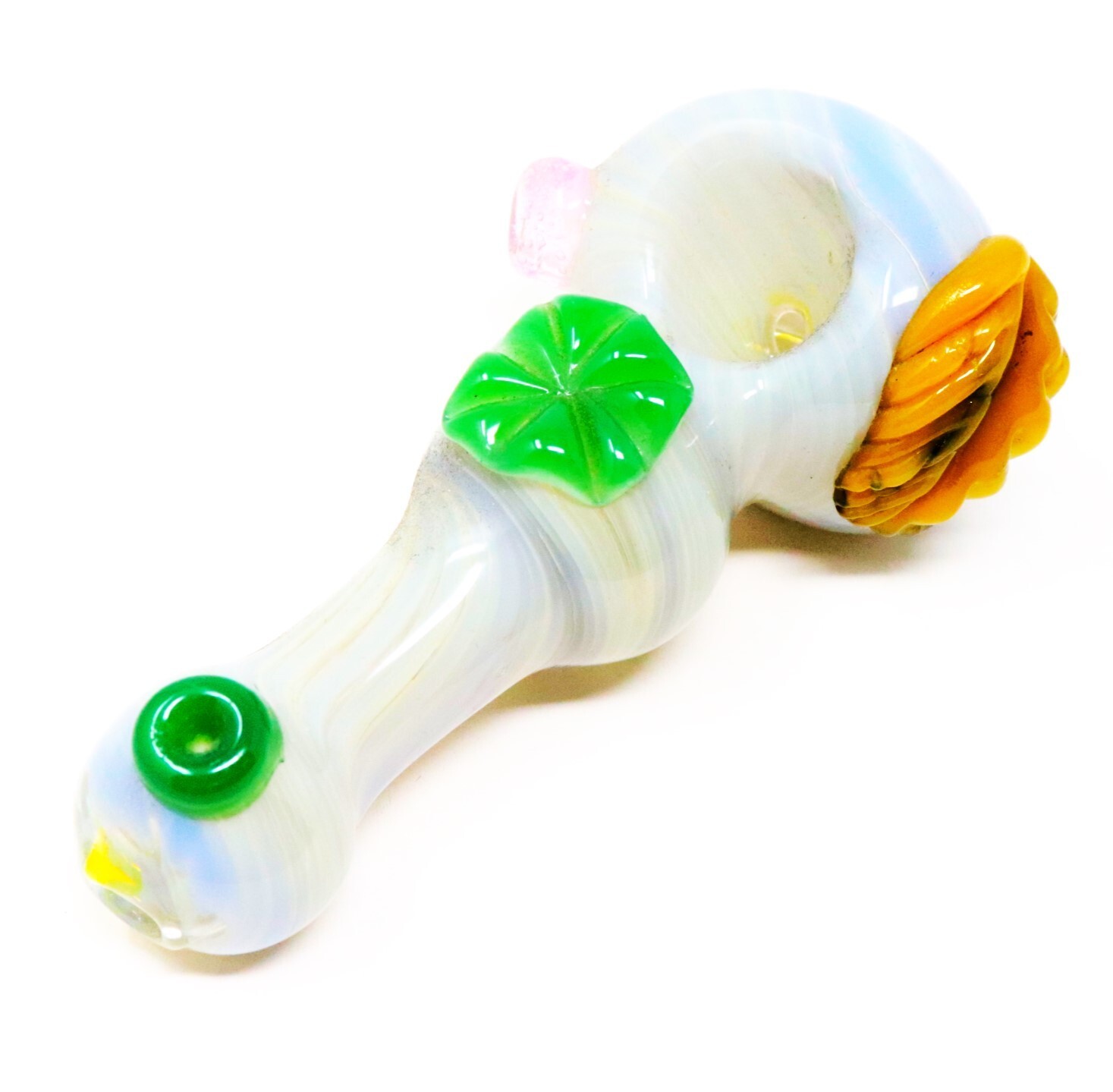 5.5" Artic Thick Flower Leafy Glass Pipe Tobacco Smoking Hand Pipes THB-41