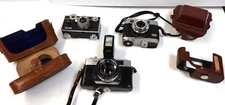 3 - 35mm USED CAMERAS, KONICA HEXANON, KODAK MOTORATIC 35F, ARGUS, PARTS ONLY