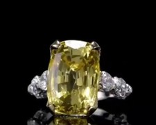 Cushion Shape Lemon Yellow 11.00CT Citrine With Multi Shape CZ Engagement Ring
