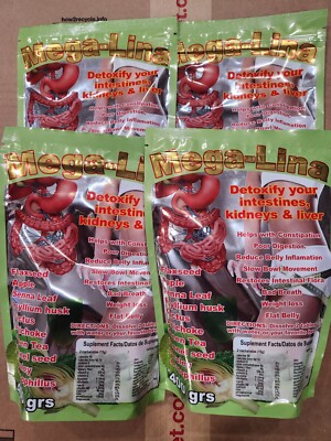 4 MEGALINA DETOXIFY YOUR INTESTINES , KIDNEYS & LIVER FLAXSEED 14 OZ EA. 12/2028