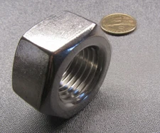 A2 18-8 Stainless Steel Hex Nut RH, M27 x 3 x 41mm W x 22mm H, 2 Pcs