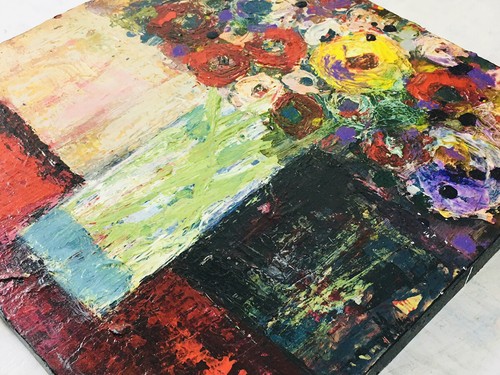 Flower Painting Original Floral Roses Poppies Yellow Canvas Art Miz Katie - Picture 8 of 20