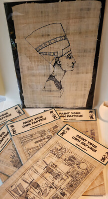 Vintage ''Paint Your Own Papyrus'' by Discoveries Egyptian Imports Art 1994 NOS