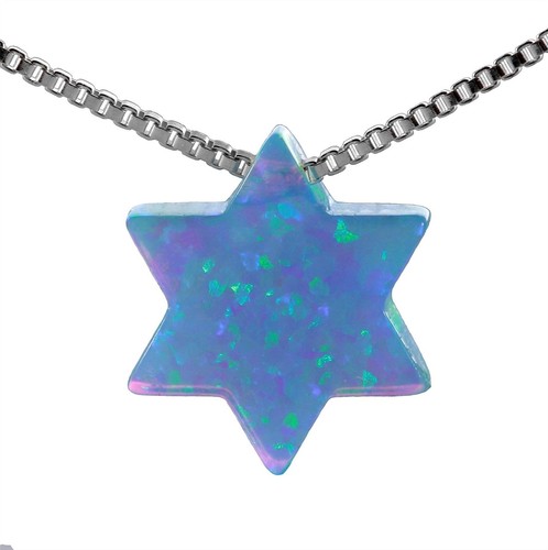 Collar Colgante SUAVE Plata Esterlina Cielo ÓPALO Estrella de David BBF Regalo - Imagen 2 de 6
