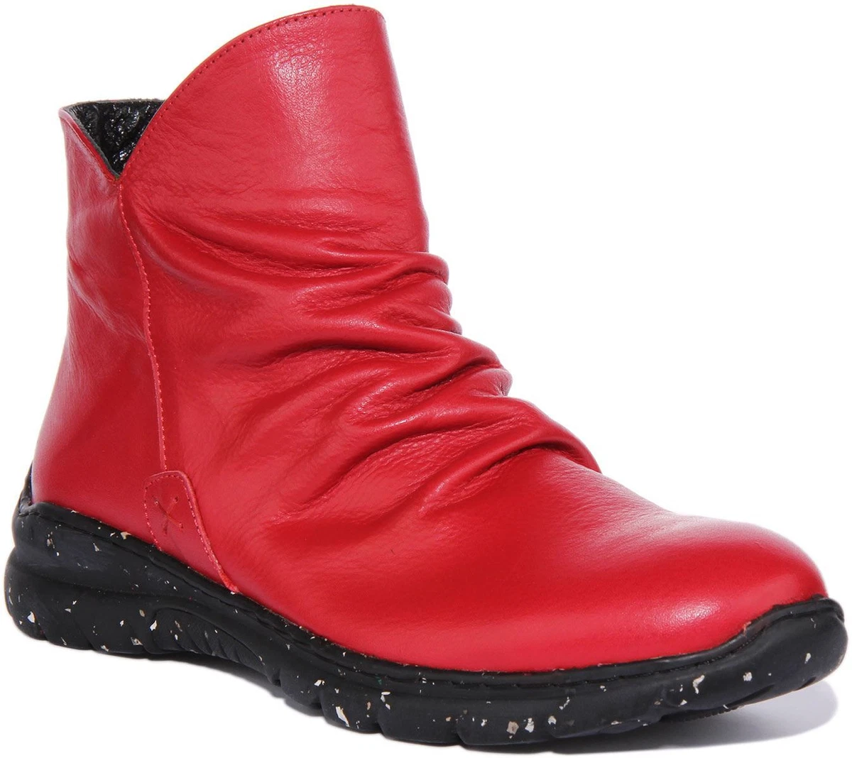 Red leather shop slouch boots