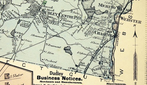 Antique 1870 Map Town of Dudley City North Village Dudley Worcester County MA - Picture 6 of 8