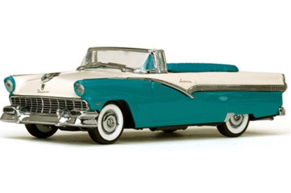 VITESSE FORD FAIRLANE OPEN CONVERTIBLE PEACOCK BLUE/WHITE 1956, 1:43 Scale