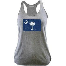 Ladies South Carolina State Flag Distressed Racerback Tank Top