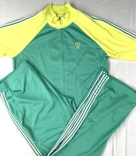 New IZOD Women's Green/Lemon Long Sleeve Full-Zip Jacket/Pants Active Set Size M