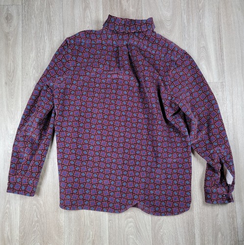Retro Banana Republic camicia uomo velluto a coste L con bottoni manica lunga rosso blu - Foto 5 di 6