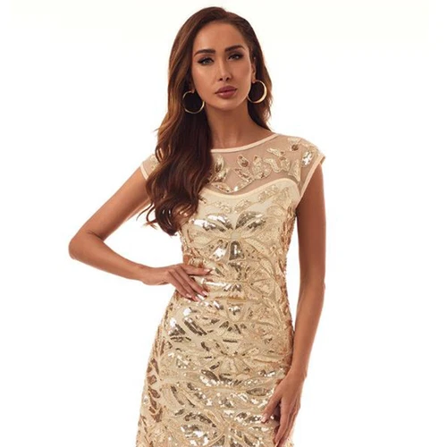 Deluxe Womens Dress 1920s Gatsby Flapper Long Sequin Retro Party Evening Cosplay - Picture 14 of 28