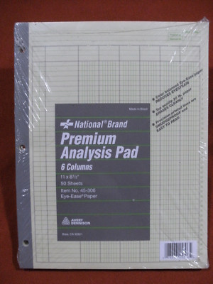 National Brand Premium Analysis Pad - 6 Columns - 11x8.5 - 2 Pk(50 ea.) 45-306