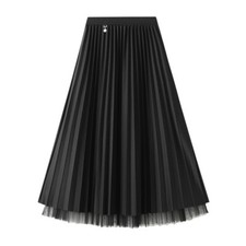 Women's Pleated Fairy Tulle Plus Size A-Line Causal Long Skirts