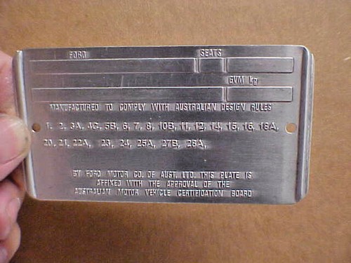 Australien Gebaut Ford Daten Platte Compliance Tag Stil 2 FPS-0125 - 第 1/3 張圖片