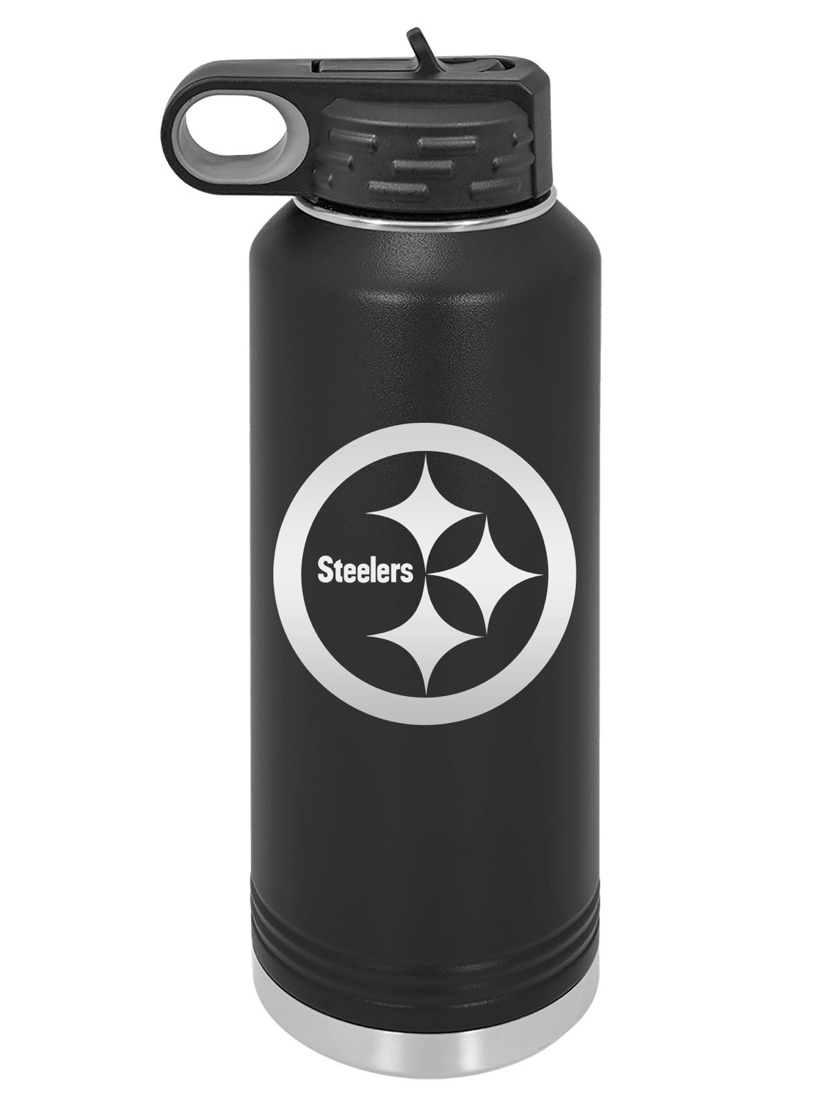 Pittsburgh steelers 40 oz stainless insulated with straw laser engraved bottle
