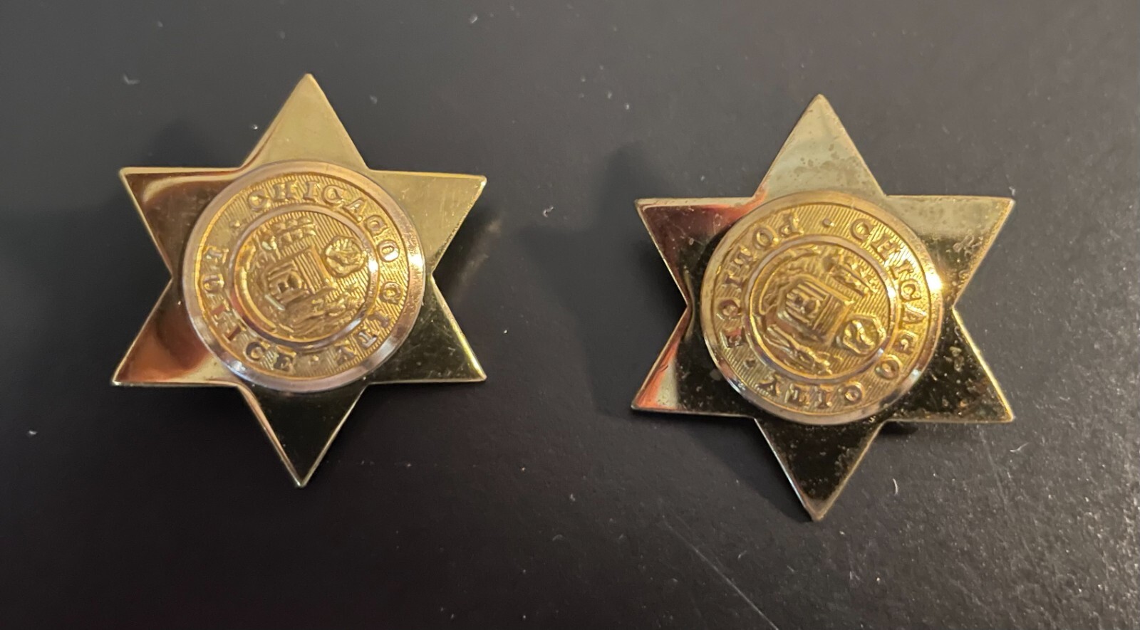 Chicago City Police Star Pins Gold Tone