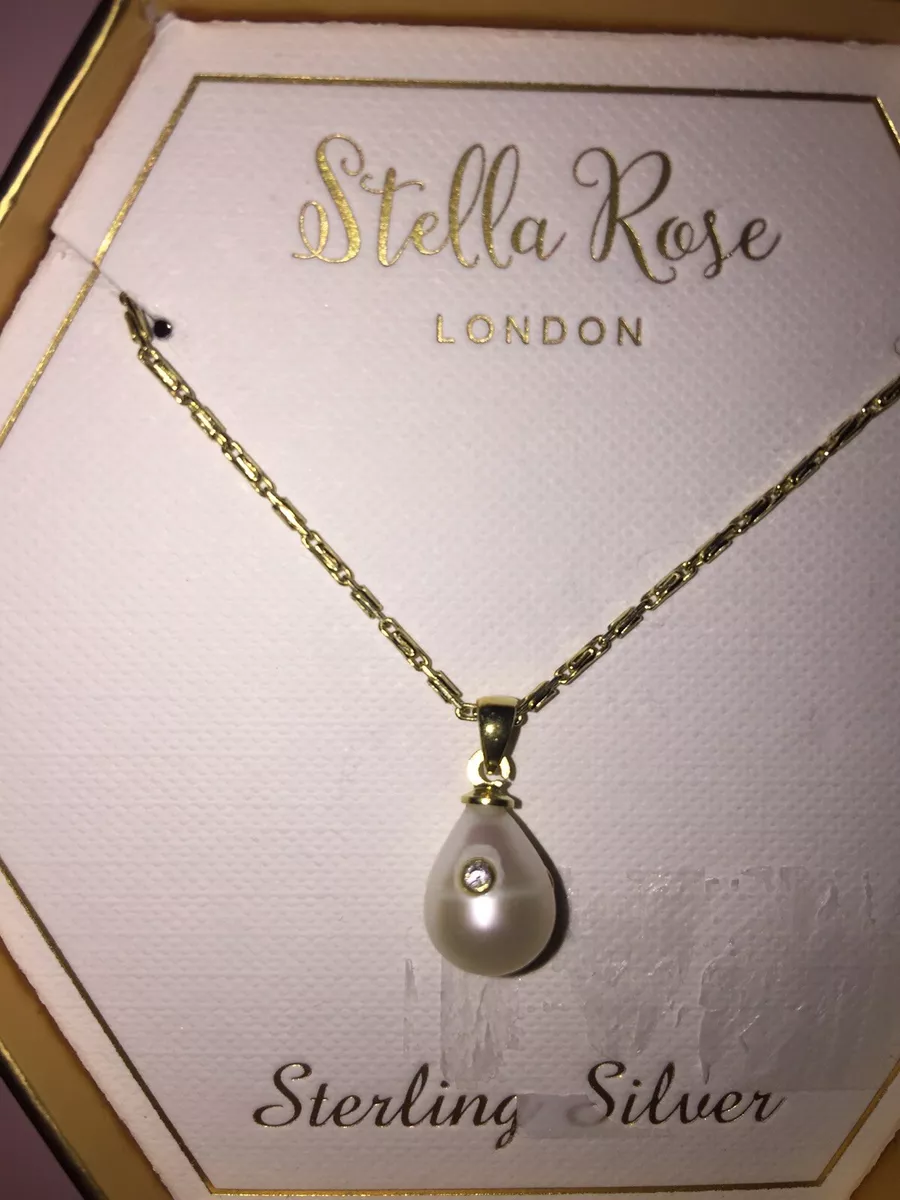 STELLA ROSE LONDON PEARL GOLD PLATED SILVER NECKLACE PEARL DROP