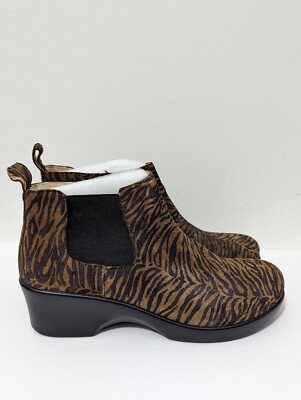 Alegria Women's Eve-402 Roar Brown/Black Tiger Stripe Ankle Boots Zip Sz  10/41
