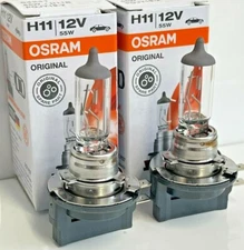 2x (PAIR) OSRAM Halogen 12V 55W H11B Bulb Lamps Snap Lite Made In Germany