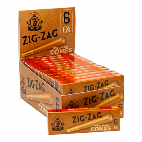 Zig-Zag Unbleached 1 1/4 Cones - 1 Case/ 24 cartons - Brand New Sealed  - Picture 1 of 4