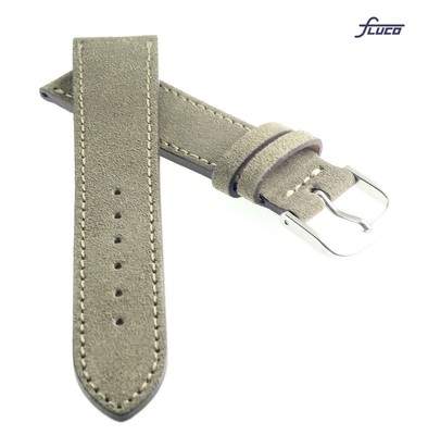 Fluco Veloursleder Uhrenarmband Modell Oslo-XS beige-creme 22 mm Handarbeit