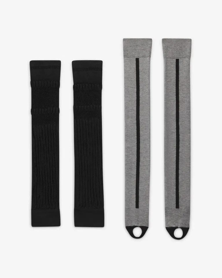 Nike Studio Dri-FIT Womens Leg Warmers Black Grey 2 Layers One Size Fits All - Image 4 of 4