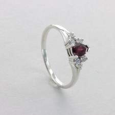 Teardrop Red GARNET Ring with 6 CZs - Multiple Sizes - 925 STERLING SILVER 1e