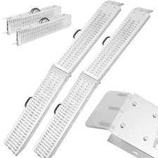 AREBOS 2x Rampe de Chargement Pliable 400 kg Argent Surface Anti-dérapante 180cm