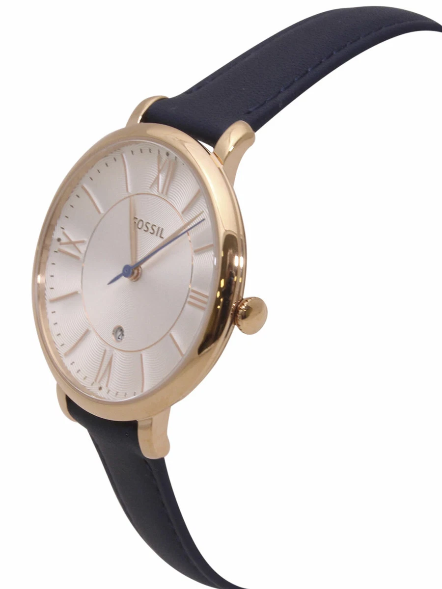 Fossil Watch Jacqueline ES3843 Rose Gold Stainless Steel Analog Leather Strap