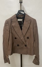 Peserico S01898 Women's Double Breasted Cropped Blazer In Brown Choose Size 