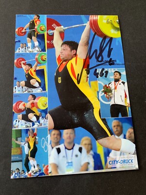 Matthias Steiner Olympic champion 2008 weightlifting signed autograph card 10x15