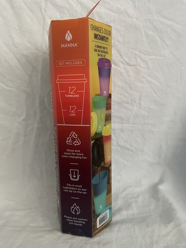 MANNA HOT Color Changing Reusable To-Go Cups 12pk Set - 16oz 473mL - Picture 4 of 4