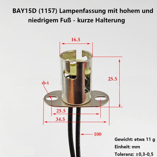 BAY15D Kfz-Lampenfassung für Sockel mit automatisch einrastendem Sockel Neu 1157 - Picture 6 of 6