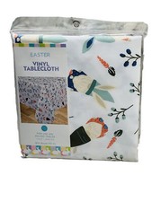Easter Gnome Pattern Vinyl Tablecloth 60 Inch Round Table 4-6 Seats