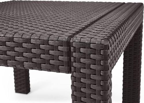 Allibert Gartentisch Rattanoptik Balkontisch wetterfest Beistelltisch 59x59x43cm - Afbeelding 3 van 4