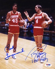 Rudy Tomjanovich & Rick Barry DUAL SIGNED 8x10 Photo RARE PSA/DNA AUTOGRAPHED