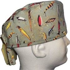 Fishing Lures Scrub Hat Chemo Cap