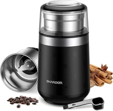 Electric Coffee Grinder, Super Quiet Coffee Bean Grinder w/ Stainless Steel Bowl