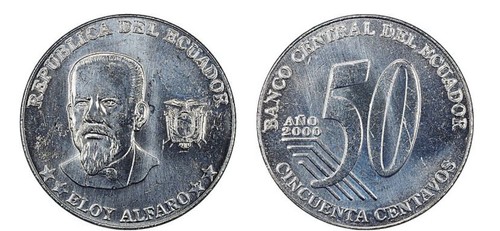 2000 Ecuador 50 Centavos Cincuenta Eloy Alfaro Coin