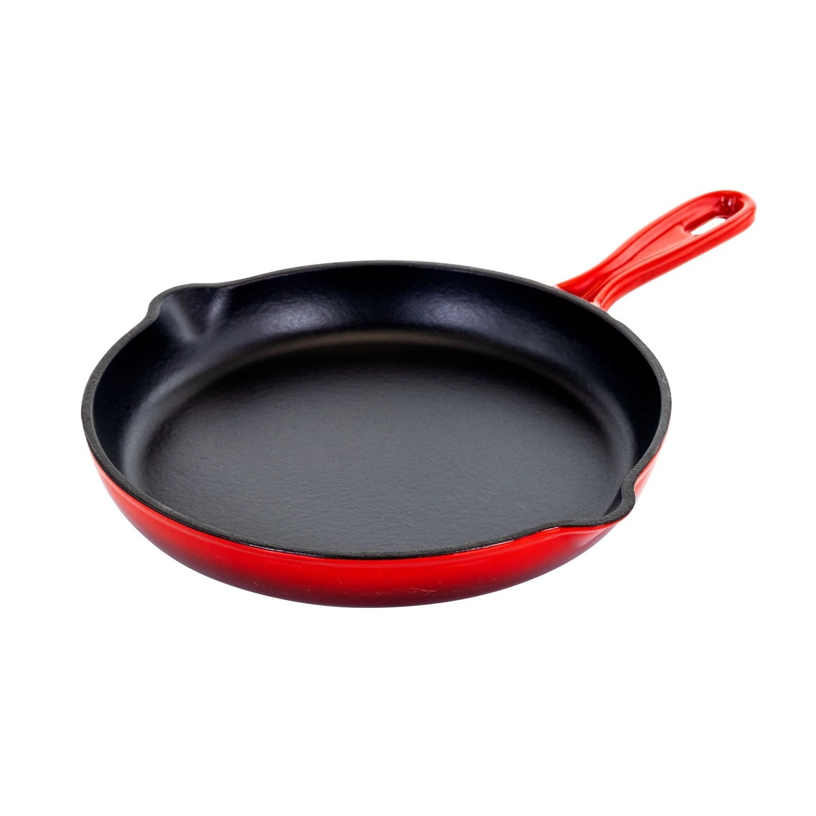 Round 10.25 Inch Enameled Cast Iron Skillet in Red