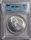 1921 Morgan Silver Dollar ICG MS64 - White Satin - High Grade - Very Nice!