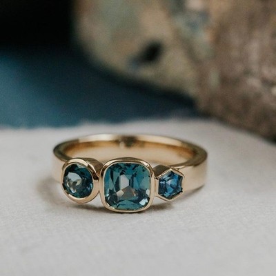 Cushio Hexagon Montana Sapphire Geometric Ring 925 Sterling Silver  Anima jewels